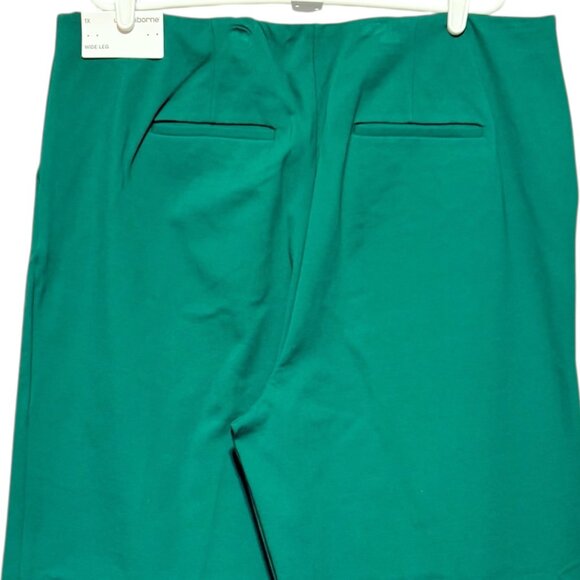 Liz Claiborne Women's Pull-on Stretch Wide Leg Emerald Green Pants Size 1X NWT - Picture 4 of 10